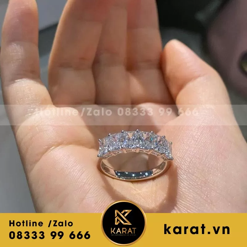 Nhẫn Nữ Thiết Kế Vàng Trắng 18K Kim Cương Thiên Nhiên - Ảnh 3