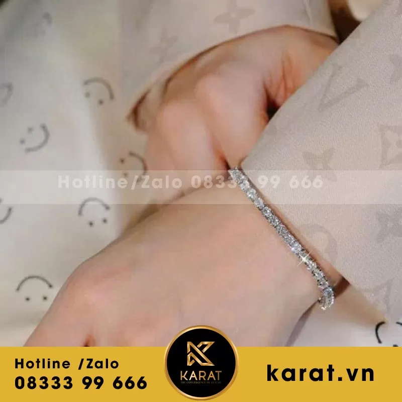 Lắc Tay Nữ Tenis Vàng 18K Moissanite - Ảnh 7