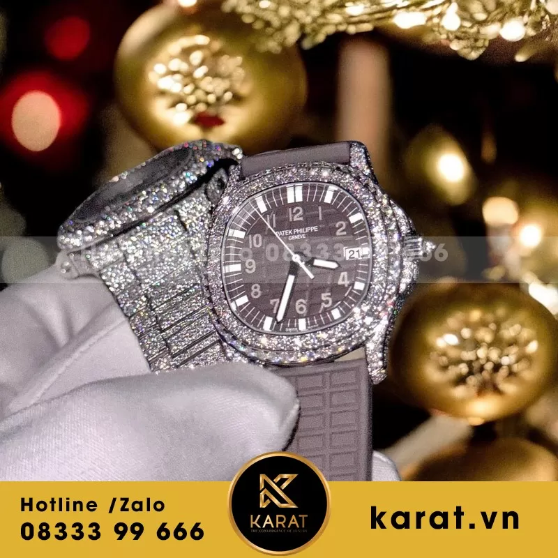 Đồng hồ patek philippe nautilus và aquanaut độ moissanite - Ảnh 6