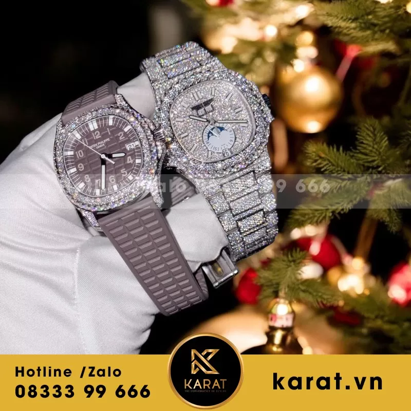 Đồng hồ patek philippe nautilus và aquanaut độ moissanite - Ảnh 5