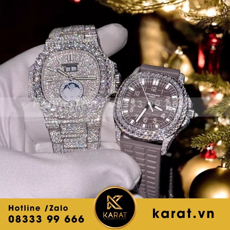 Đồng hồ patek philippe nautilus và aquanaut độ moissanite - Ảnh 4