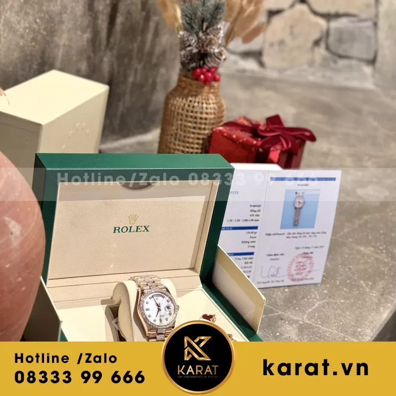 Đồng Hồ Rolex Day-Date Chế Tác Bọc Vàng Đính Kim Cương Moissanite Hong Kong 36mm - Ảnh 6