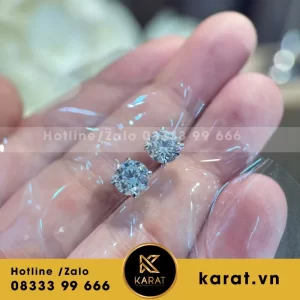 Bông Tai Au750+Chủ 1.5 CT Monte Lab Diamond