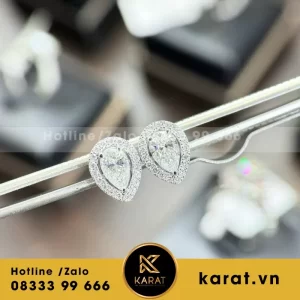 Bông Tai Pear Lab-Grown Diamond Halo Set Stud Earrings