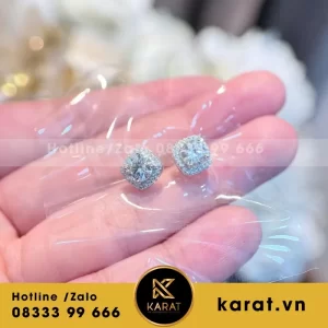 Bông Tai Super Earring Double Halo Custom Full Diamond