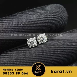 Bông Tai Vàng 10K Viên Chủ 4Ly Kim Cvd