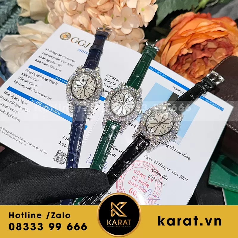 Chorpad Heure Du Diaman Silver Dial Full Kim Cương Moiss