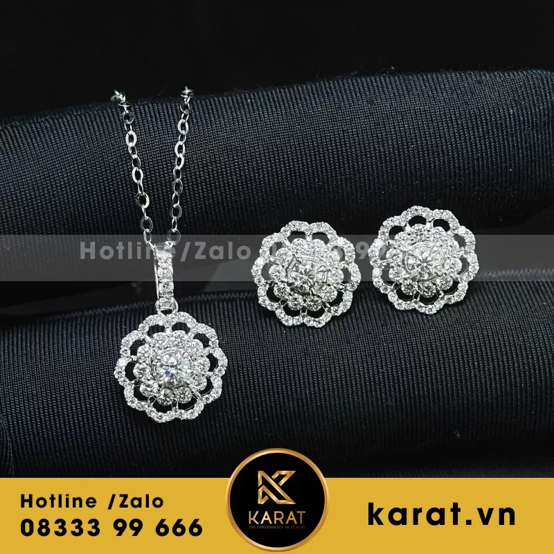 Combo Dây Chuyền - Bông Tai Hoa Mẫu 2