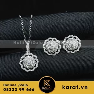 Combo Dây Chuyền - Bông Tai Hoa Mẫu 2