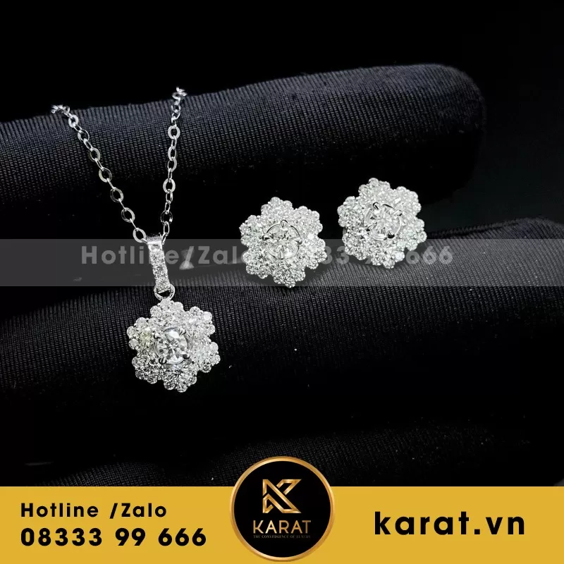 Combo Dây Chuyền Bông Tai Nữ Thiết Kế Sang Trọng Mẫu 1