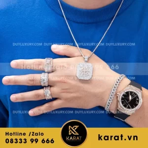 Combo Đồng Hồ + Vòng Cổ + Nhẫn Moissanite
