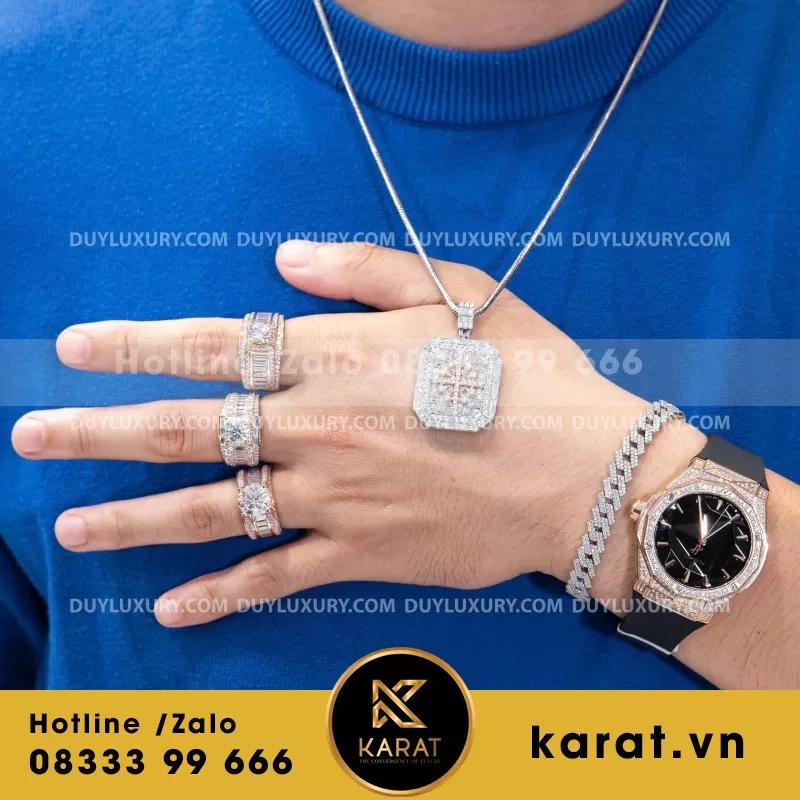 Combo Đồng Hồ + Vòng Cổ + Nhẫn Moissanite