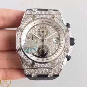 Đồng Hồ Audemars Piguet Like Auth Kim Cuong Thiên Nhiên Vàng Trắng 18k
