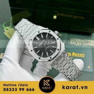 Đồng Hồ Audemars Piguet Royal Oak 15410 Frosted Gold Rep 11 Cao Cấp Mặt Đen APS Factory 41mm