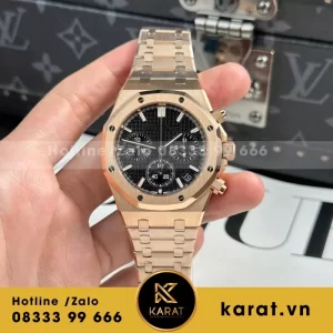 Đồng Hồ Audemars Piguet Royal Oak 26240 Replica 11 Màu Vàng Hồng Mặt Đen APS 41mm