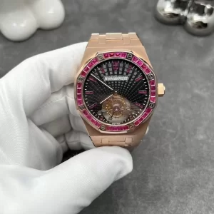 Đồng Hồ Audemars Piguet Royal Oak Flying Tourbillon Chế Tác Vàng Hồng 18k, Ruby thiên Nhiên