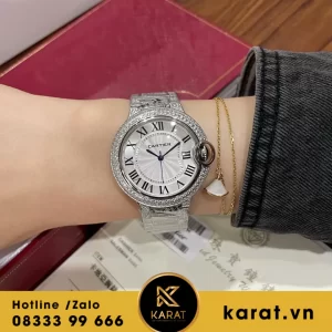 Đồng hồ cartier ballon bleu 36mm full đá cz