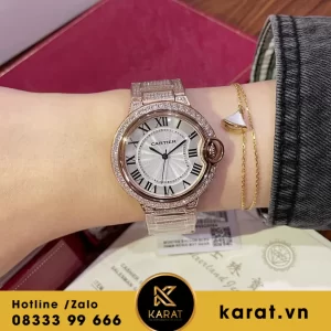 Đồng hồ cartier ballon Bleu 36mm full đá CZ
