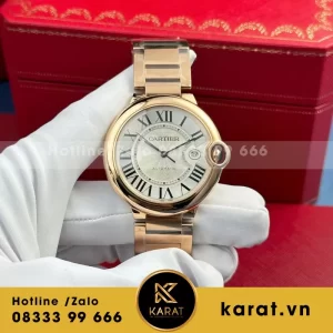 Đồng Hồ Cartier Ballon Bleu Nam Replica 11 Mạ Vàng Hồng Mặt Trắng Xưởng AF 42mm
