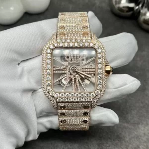 Đồng Hồ Cartier Chế Tác Vàng 18k Kim Cương Thiên Nhiên