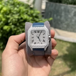 Đồng Hồ Cartier Like Auth 1:1 Santos De Cartier Dây Da WSSA0030 Full Diamond