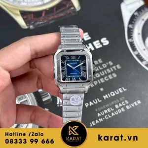 Đồng hồ cartier Santos 35mm mặt xanh dương replica