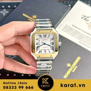 Đồng hồ cartier Santos demi vàng fake 11