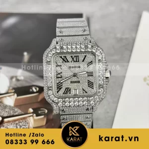 Đồng hồ cartier santos full đá cz 39,8mm