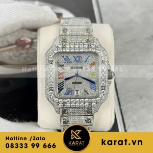 Đồng hồ cartier santos full đá cz rep 11