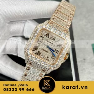 Đồng hồ cartier santos full đá cz replica