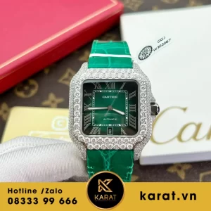 Đồng hồ  Cartier santos Green Chế Tác Full Moissanite HongKong