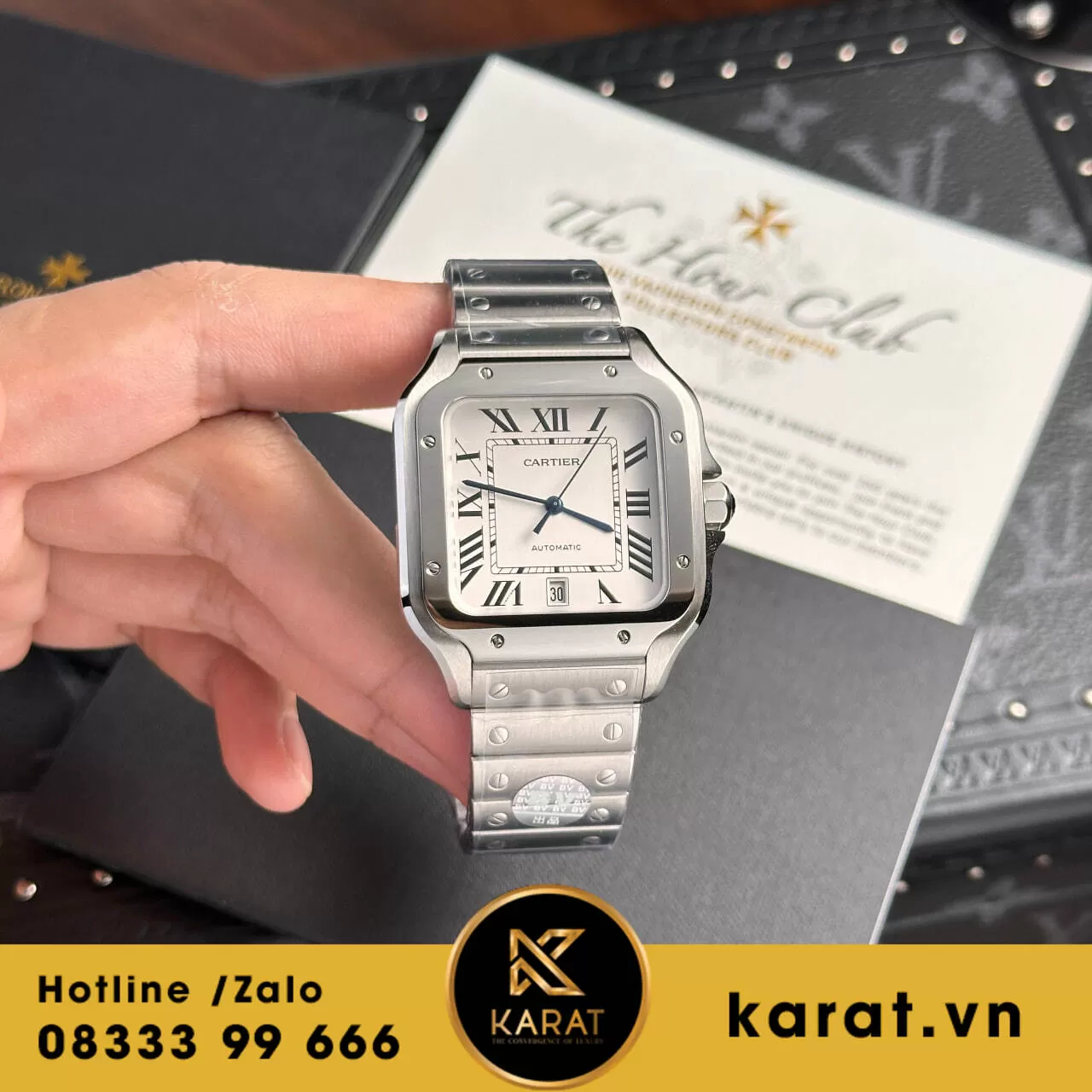 Đồng hồ cartier Santos mặt trắng 39.8mm rep 11