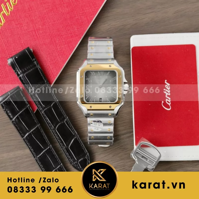 Đồng Hồ Cartier Santos Replica 1:1 Nữ Màu Demi Nhà Máy BV 39.8mm