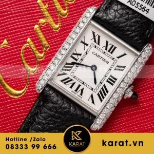 Đồng hồ cartier tank độ kim cương moissanite