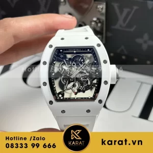 Đồng Hồ Chế Tác Richard Mille RM055 Vỏ Gốm Trắng Dây Cao Su Nhà Máy ZF 45mm