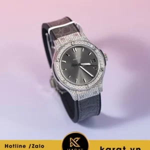 Đồng hồ Hublot Classic Fusion Titan 33mm full Moissanite gray dial replica
