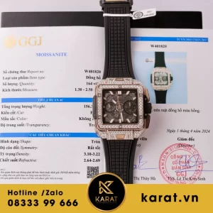 Đồng hồ  Hublot Square Bang Unico king gold độ full moissanite