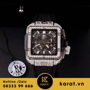 Đồng hồ  Hublot Square Bang Unico Titanium độ full moissanite