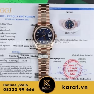 Đồng Hồ Nam Rolex Day-Date Mặt Xanh Trọng Lượng 186Gram Bọc Vàng Thật 40mm