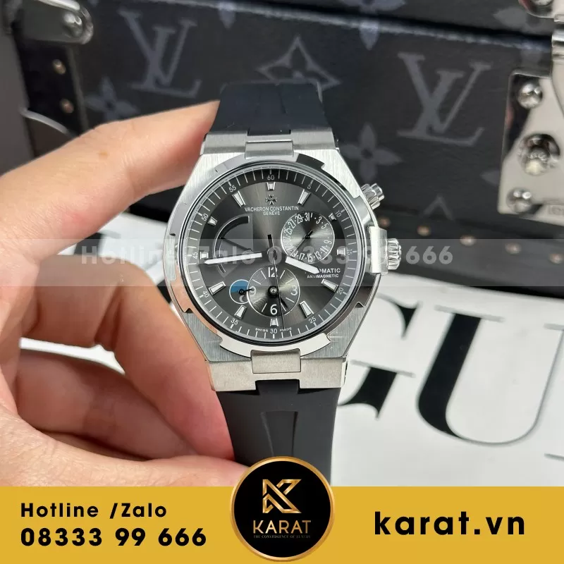 Đồng Hồ Nam Vacheron Constantin Replica 11 Overseas Dual Time 47450 Màu Xám Nhà Máy 9F 42mm
