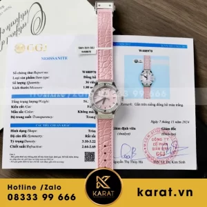 Đồng Hồ Nữ Hublot Classic Fusion Mặt Khảm Xà Cừ Màu Hồng Viền Đính Kim Cương Moissanite 33mm