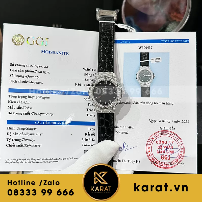 Đồng hồ nữ hublot độ kim moissanite 33mm