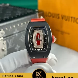Đồng hồ nữ Richard mille RM 07-01 black ceramic red strap replcia