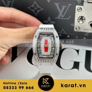 Đồng Hồ Nữ Richard Mille RM07-01 Chế Tác Vỏ Carbon Màu Bạc Dây Trắng
