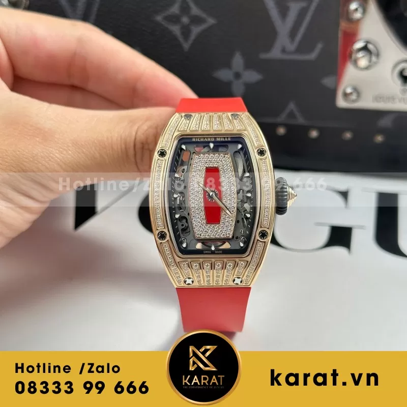 Đồng Hồ Nữ Richard Mille RM07-01 Chế Tác Vỏ Carbon Màu Đỏ 32x46mm