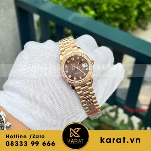 Đồng hồ nữ rolex datejust 31 vàng hồng viền đá