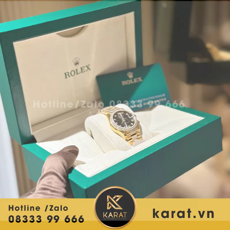 Đồng hồ nữ rolex datejust bọc vàng độ kim moissanitte