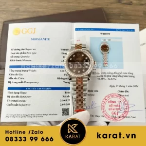 Đồng Hồ Nữ Rolex DateJust Chế Tác Đính Moissanite + Bọc Vàng Thật 18K 31mm