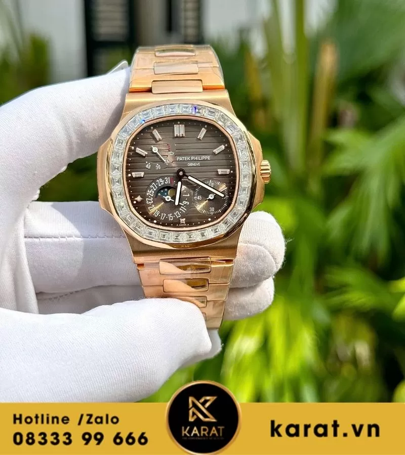 Đồng hồ Patek Philippe 5712r độ viền moissanite baguette