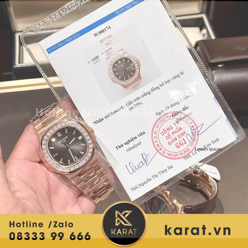 Đồng hồ patek philippe bọc vàng 18k độ kim moissanite